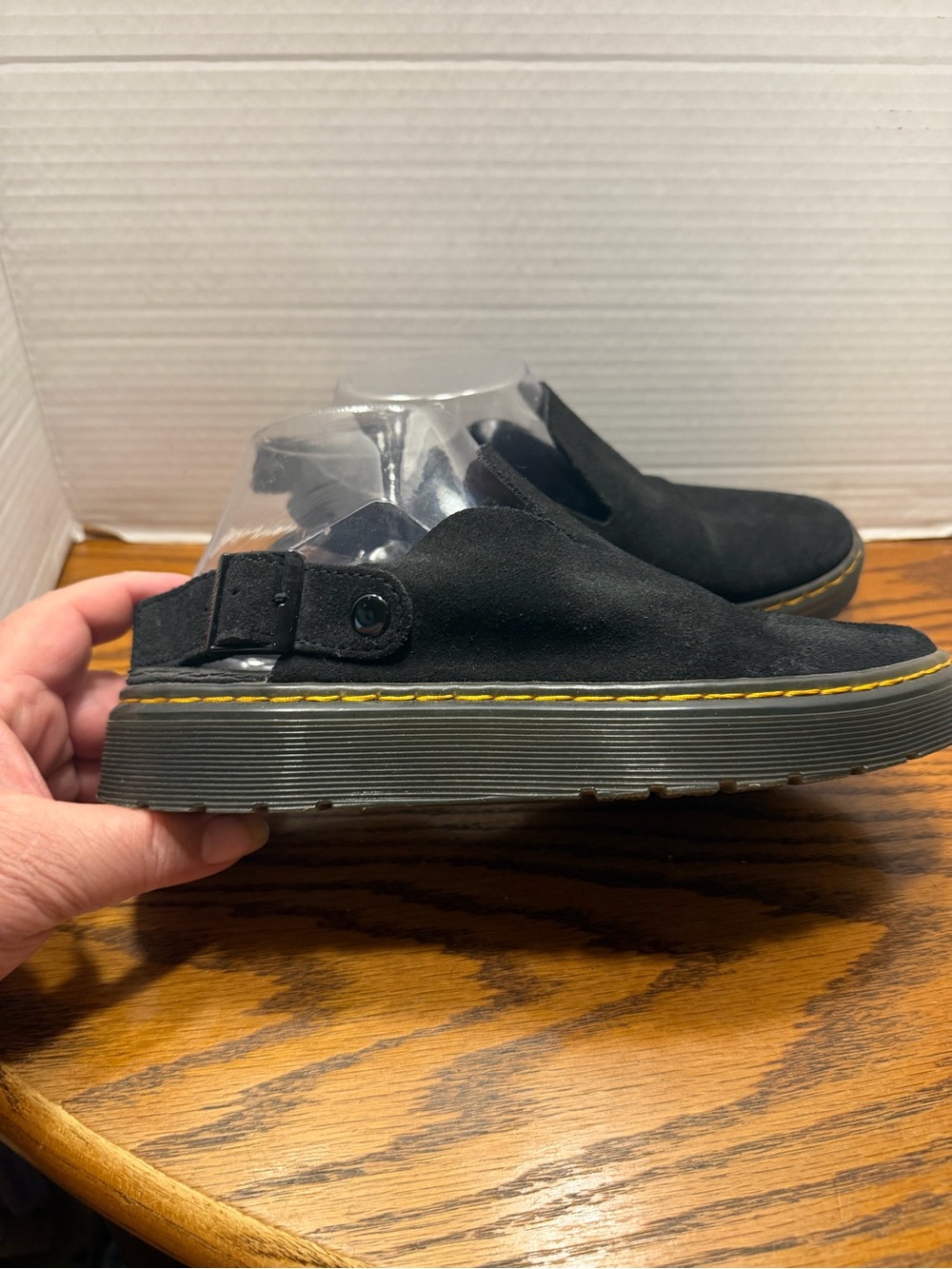 Dr Airwair Martens Carlson Men’s Black Suede Slip-On Backstrap Shoe - Picture 8 of 11